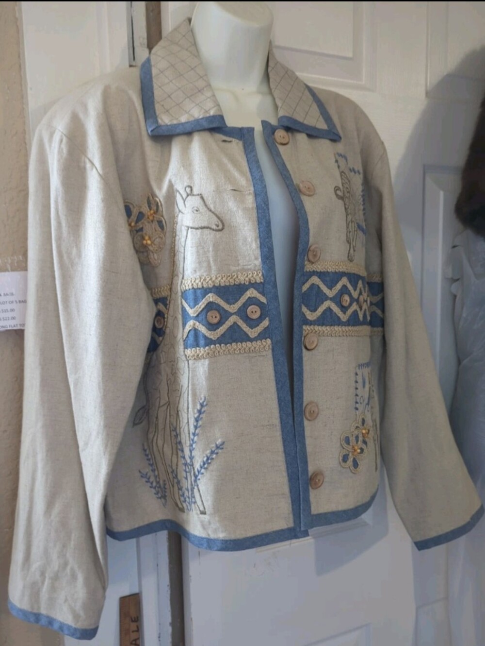 Vintage Sharon Young Sportswear Jacket Medium Embroidered Button-Front Medium